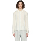 King and Tuckfield Off-White Wool Striped Knit Shirt