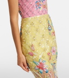 Là Fuori Embellished floral cocktail dress