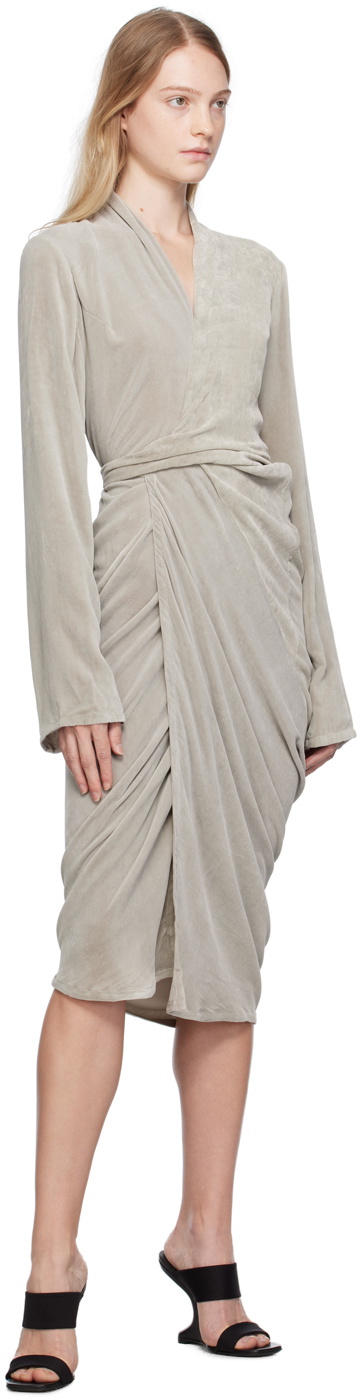 Rick Owens Off-White Wrap Midi Dress
