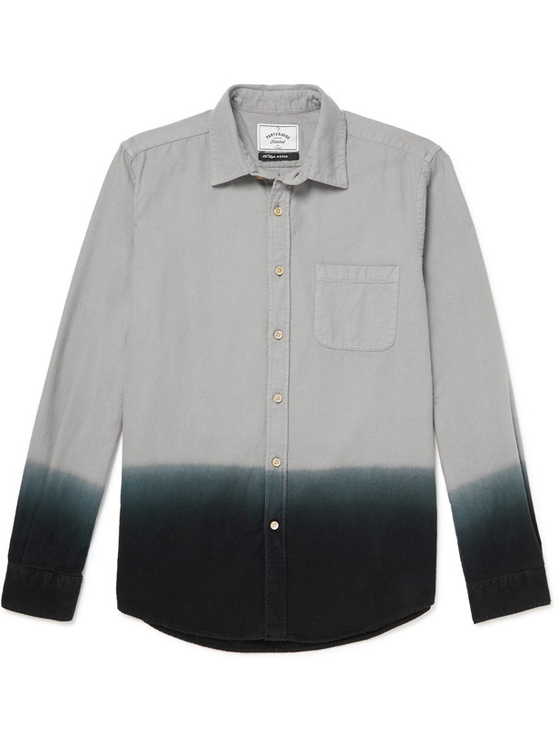 Photo: Portuguese Flannel - Dip-Dyed Cotton-Flannel Shirt - Gray