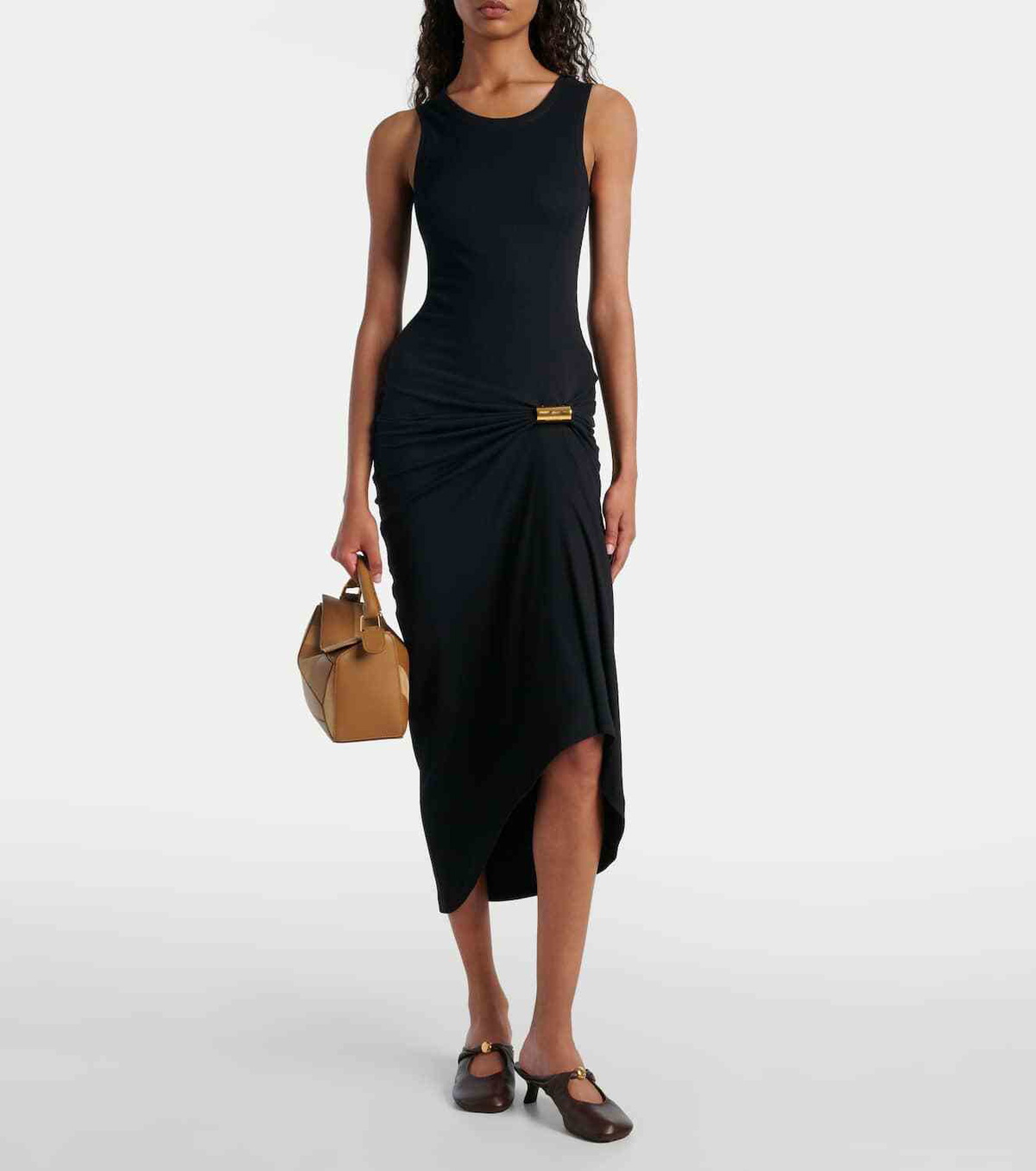 Loewe Tank gathered cotton-blend midi dress
