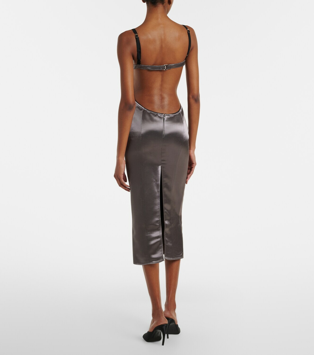 The Attico Open-back satin midi dress