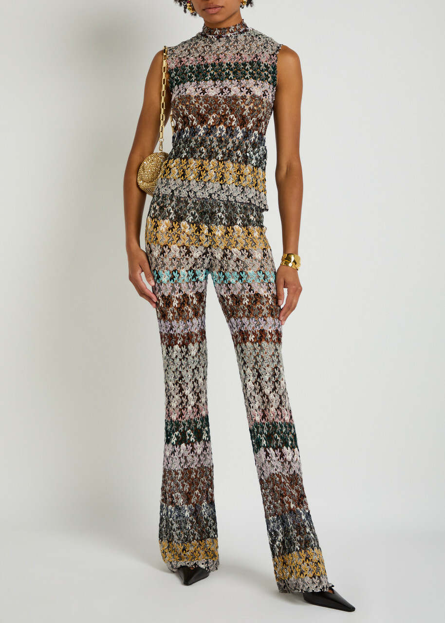 Missoni Striped Metallic-knit Trousers Multicoloured