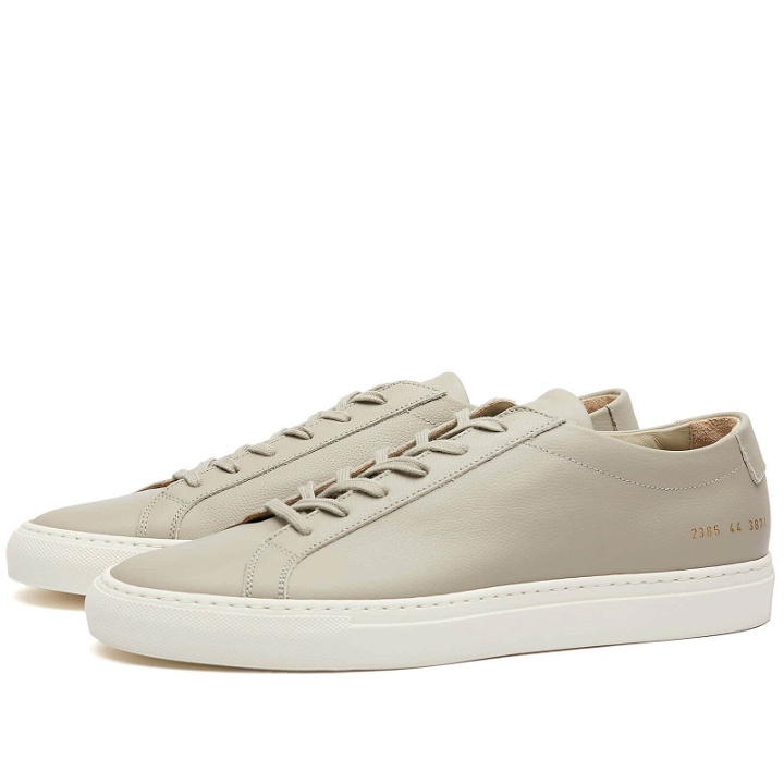 Photo: Common Projects Men's Original Achilles Low Contrast Sole Sneakers in Warm Grey