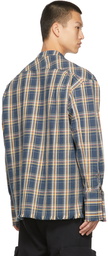 Greg Lauren Navy Plaid Boxy Studio Shirt