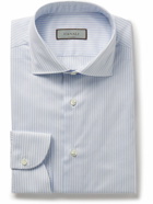 Canali - Slim-Fit Cutaway-Collar Striped Cotton-Twill Shirt - Blue