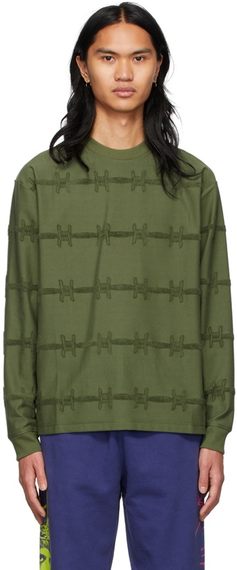 Photo: Brain Dead Green Barbed Wire Burnout Long Sleeve T-Shirt