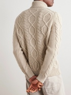 Anderson & Sheppard - Cable-Knit Wool and Cashmere-Blend Rollneck Sweater - Neutrals