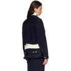 sacai Navy & White Wool Knit x Denim Jacket