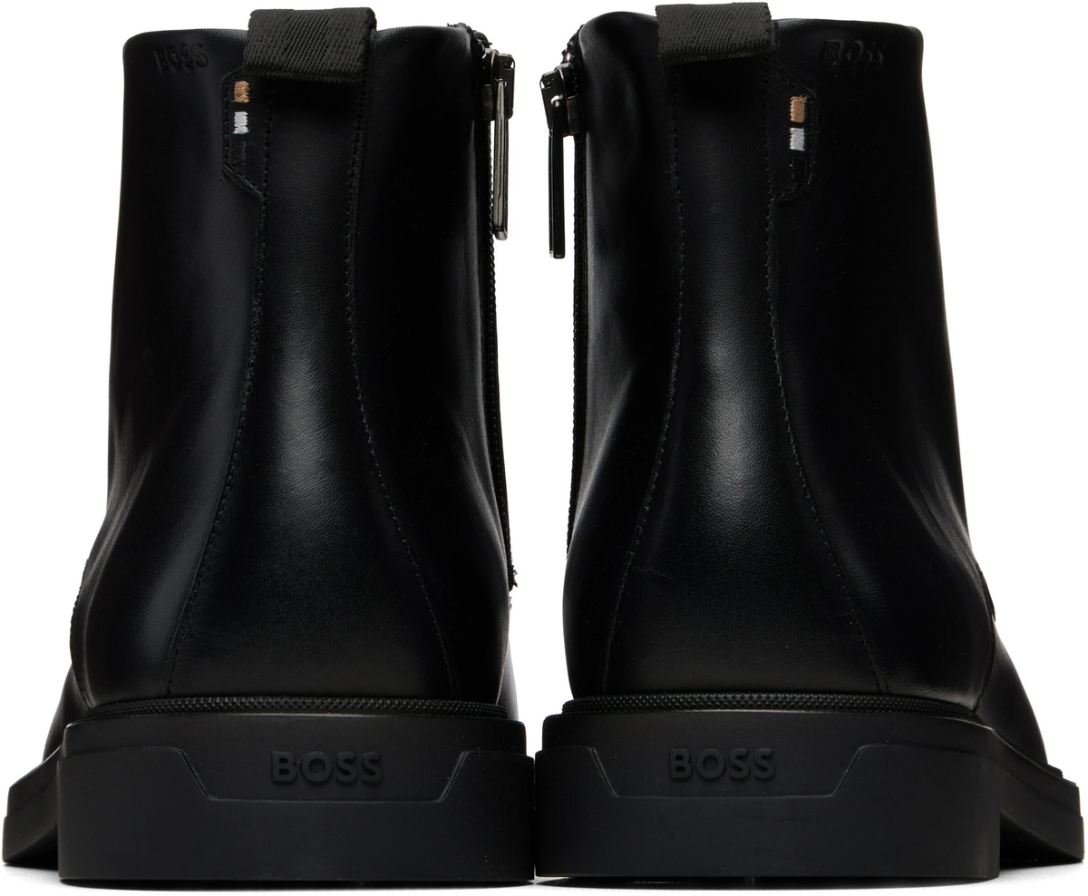 BOSS Black Side Zip Leather Lace-Up Boots