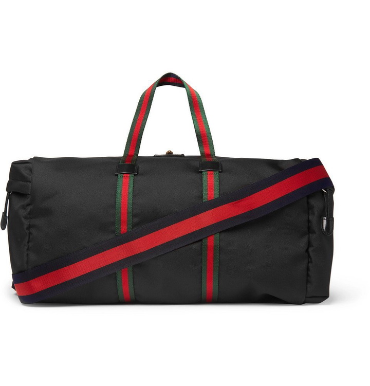 Photo: Gucci - Webbing-Trimmed Coated-Canvas Holdall - Men - Black