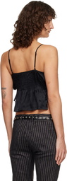 R13 Black Square Neck Tie Camisole