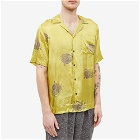 Dries Van Noten Men's Carltone Floral Print Vacation Shirt in Yellow