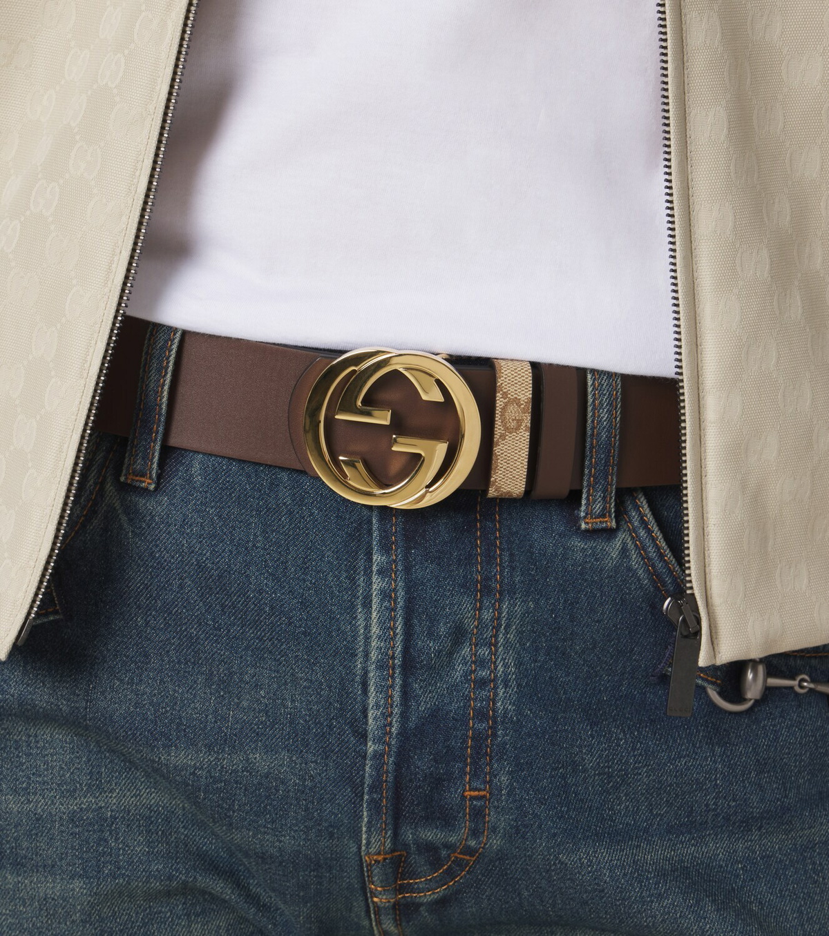 Gucci GG canvas reversible belt