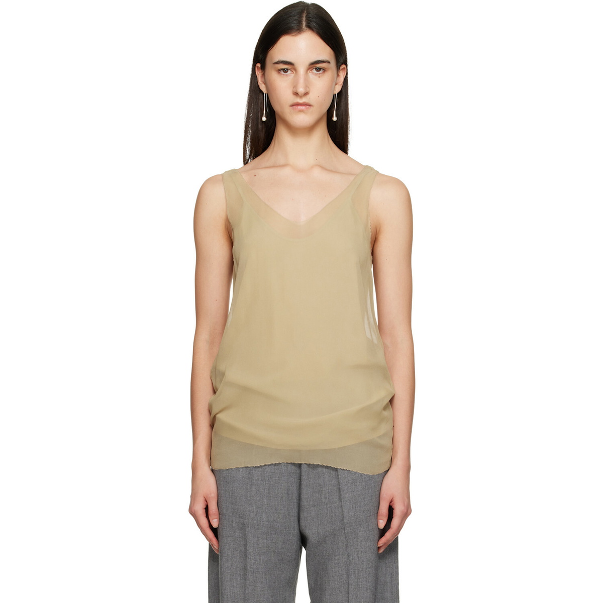TOTEME Beige Chiffon Slip Top