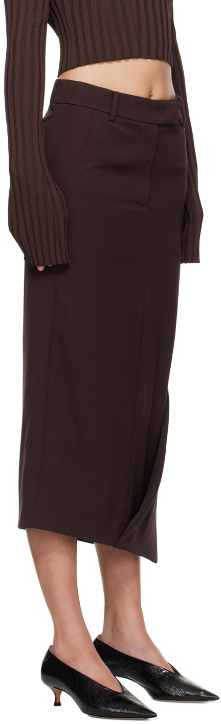 Recto Burgundy Asymmetric Midi Skirt