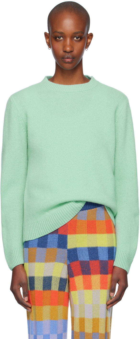 The Elder Statesman Green Malibu Crew Sweater