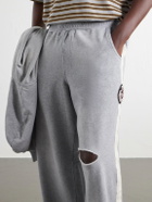 424 - Wide-Leg Distressed Cotton-Jersey Sweatpants - Gray