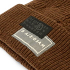 MM6 Maison Margiela Men's Ribbed Distressed Beanie in Brown Melange