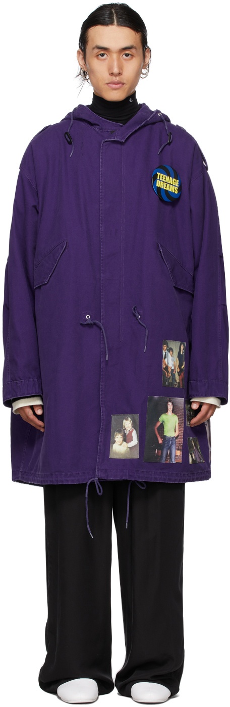 Photo: Raf Simons Purple Medium Length Parka Coat
