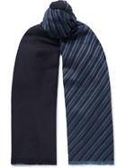 LORO PIANA - Fringed Striped Herringbone Cashmere and Silk-Blend Scarf