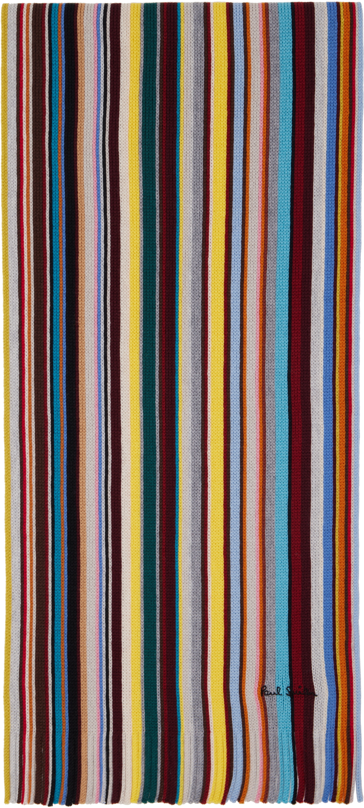 Paul Smith Multicolor Knitted Merino Wool Signature Stripe Scarf