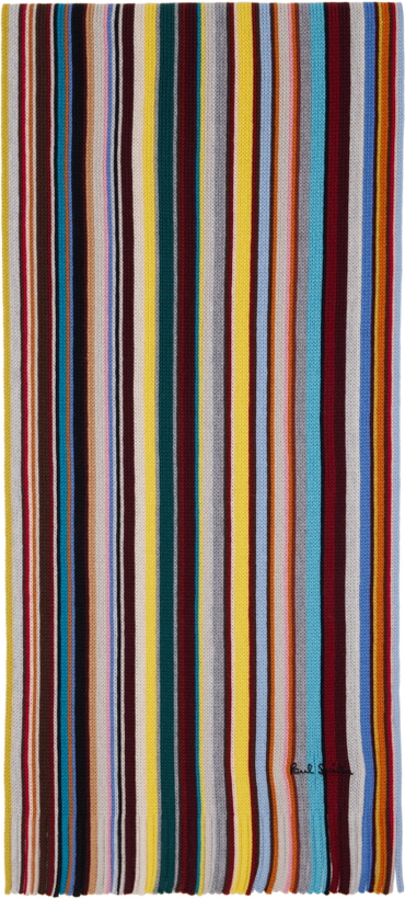 Photo: Paul Smith Multicolor Knitted Merino Wool Signature Stripe Scarf