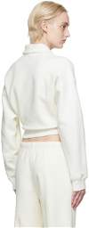 Re/Done White 90s Cropped Half-Zip Sweatshirt