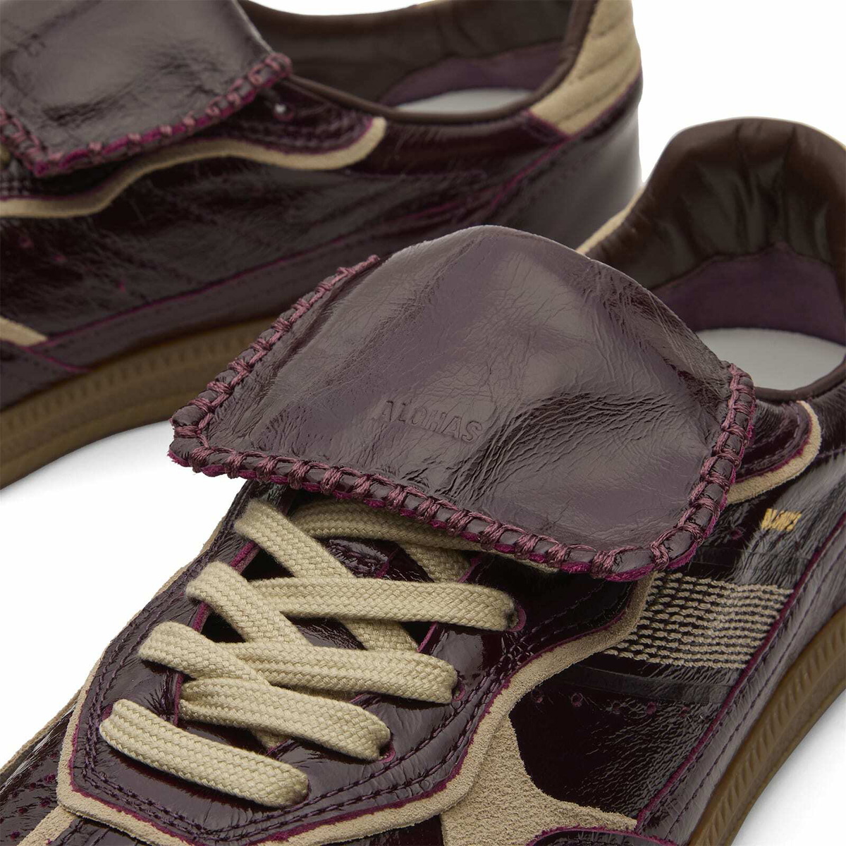 ALOHAS Women's TB 490 Club Onix Leather Sneakers in Onix Deep Burgundy