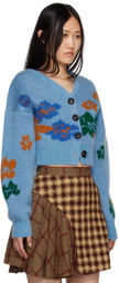 SHUTING QIU Blue Jacquard Cardigan