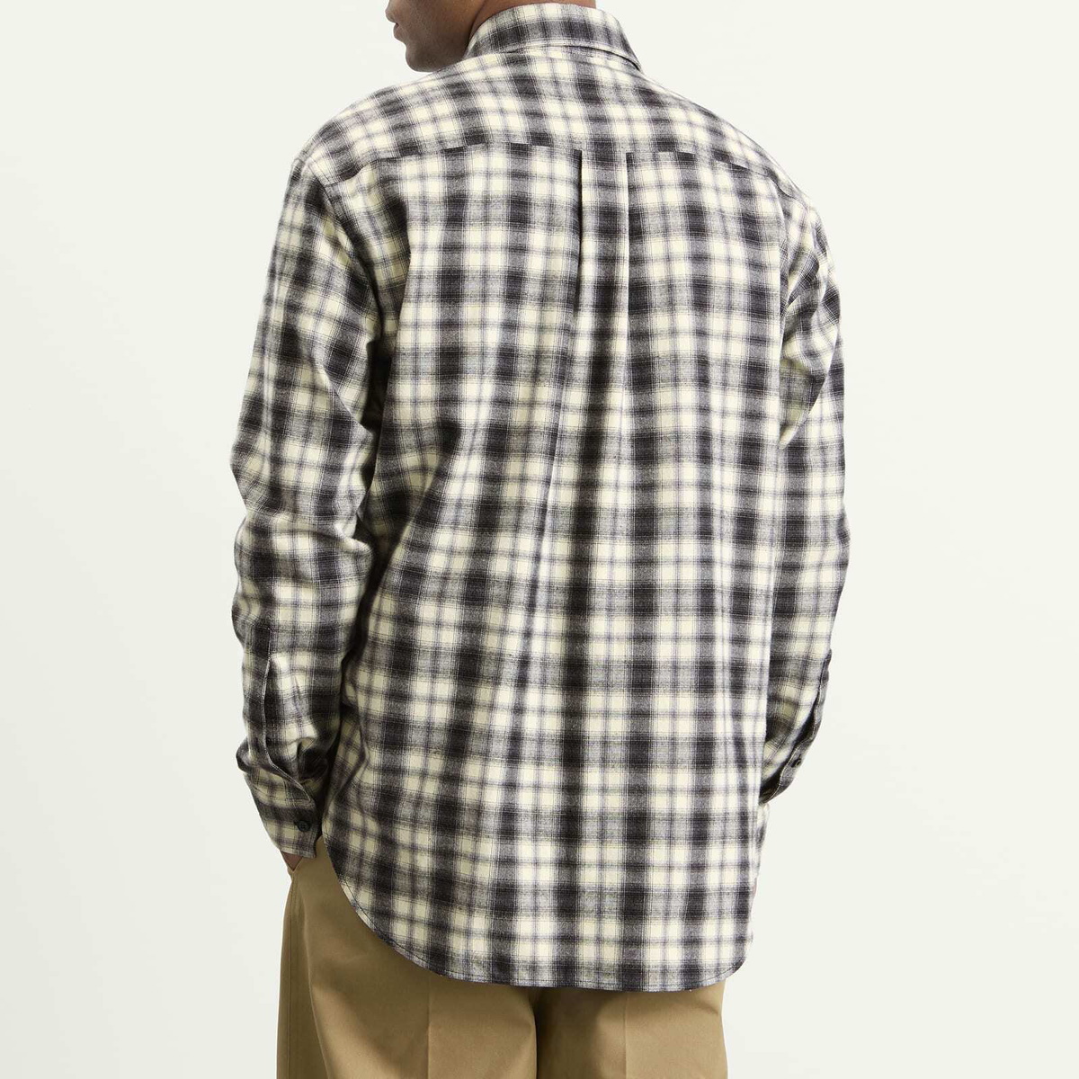 Balenciaga Men's Regular Fit Check Flannel Shirt in White/Black