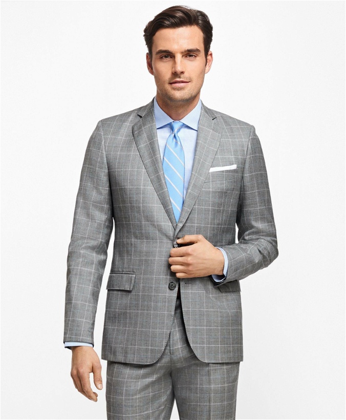 Photo: Brooks Brothers Men's Regent Fit Windowpane 1818 Suit | Grey
