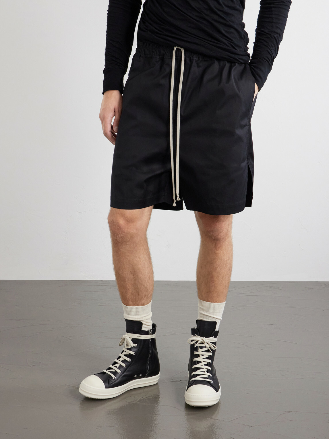 Rick Owens - Ramones Full-Grain Leather and Rubber Sneakers - Black