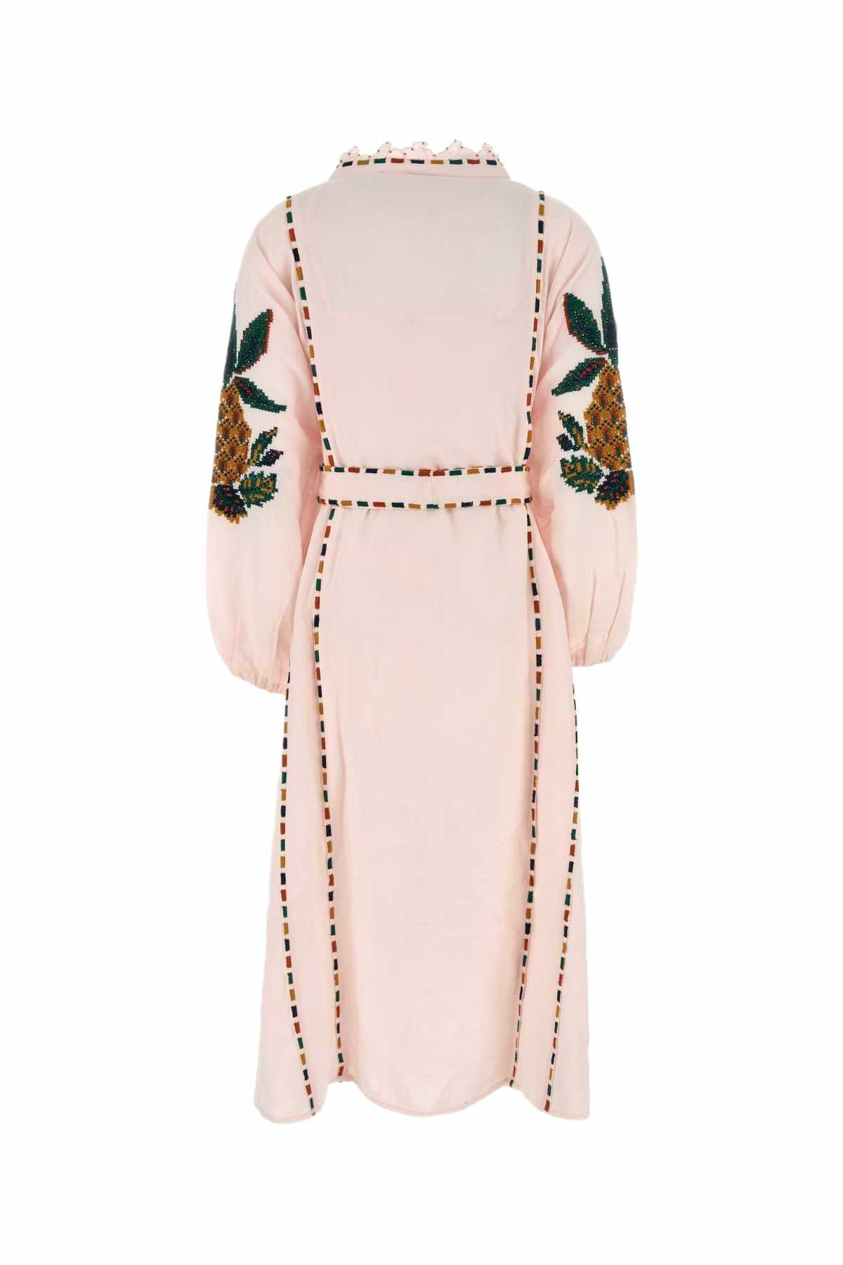 Farm Rio Pastel Pink Linen Blend Dress