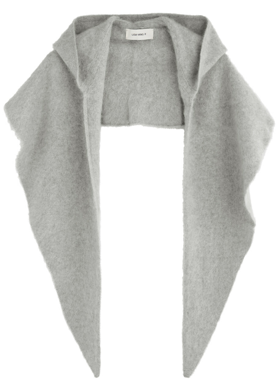 Lisa Yang Rina Brushed Cashmere Hood - Grey - One Size