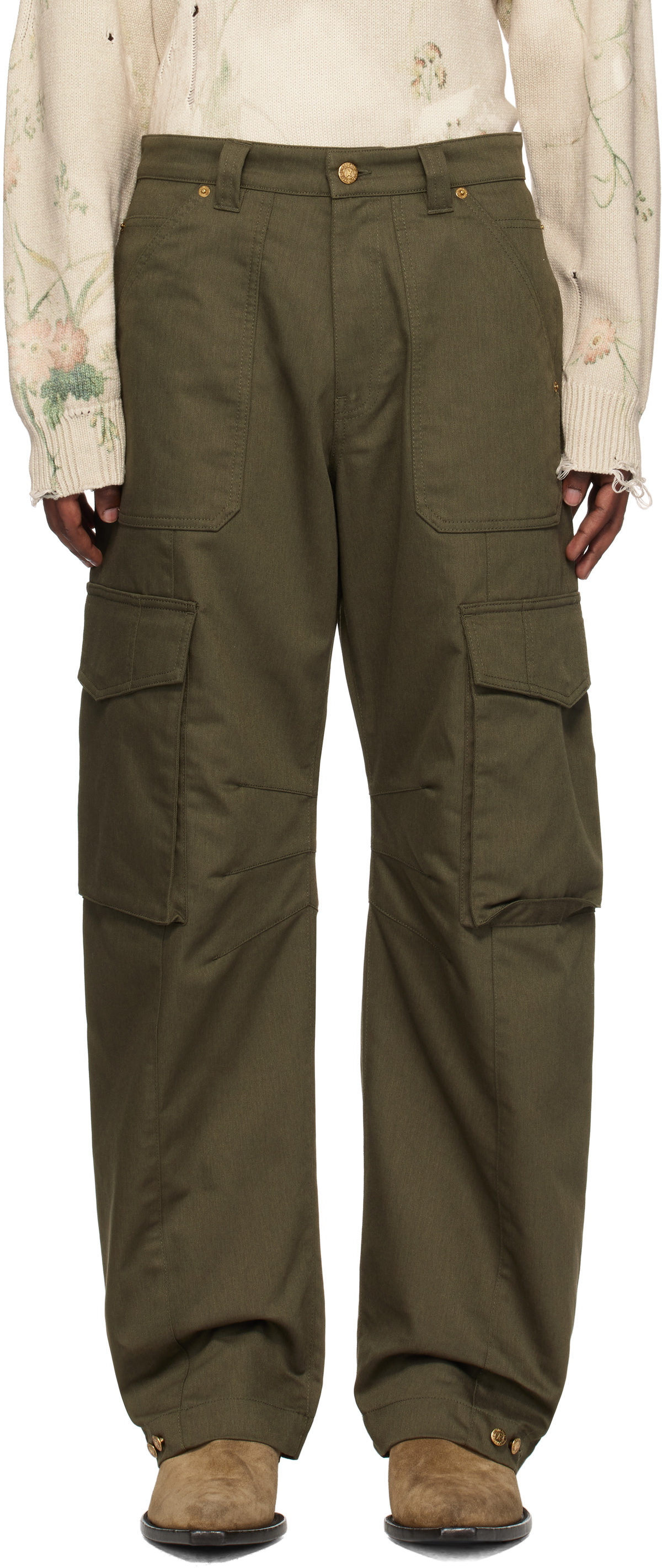 Golden Goose Khaki Wide-Leg Cargo Pants