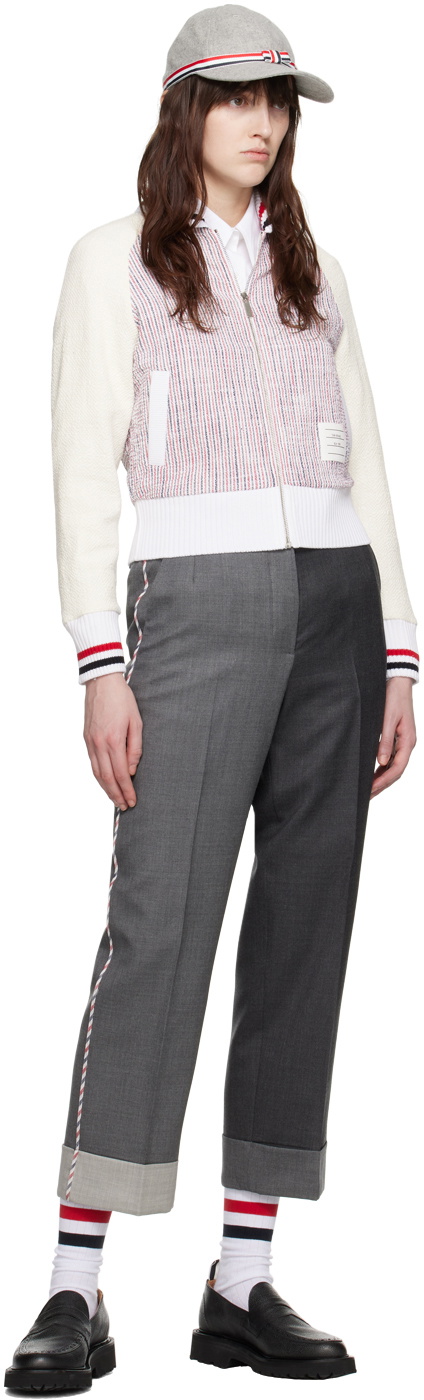 Thom Browne White Shawl Collar Cardigan