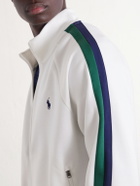 Polo Ralph Lauren - Logo-Embroidered Striped Cotton-Jersey Zip-Up Sweatshirt - White