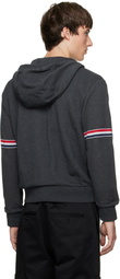Thom Browne Gray Zip Pique Loopback RWB Engineered Hoodie