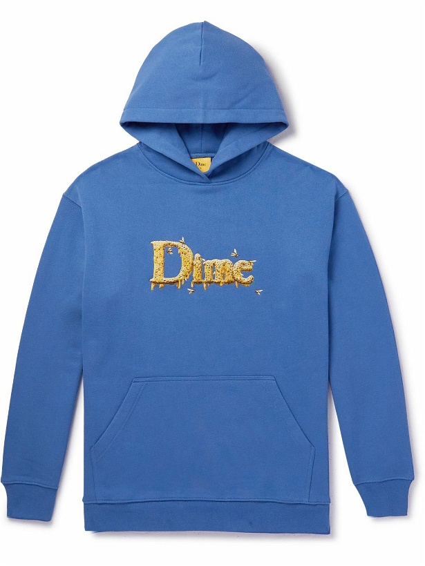 Photo: DIME - Classic Honey Logo-Embroidered Cotton-Jersey Hoodie - Blue