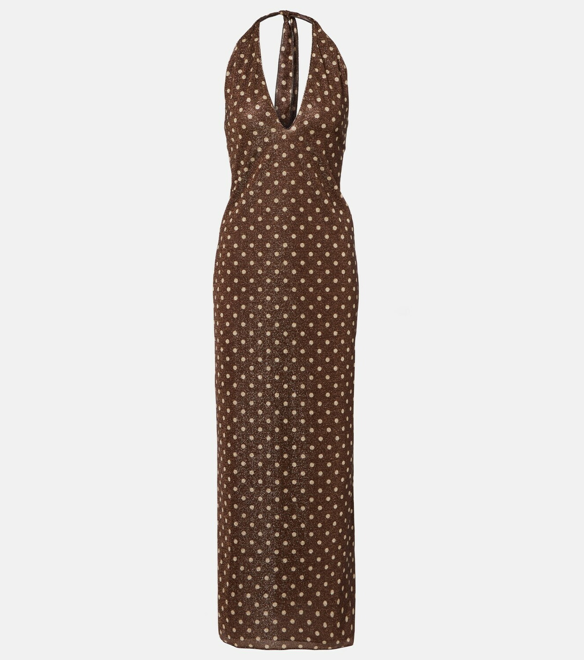 Oséree Lumière polka-dot halterneck maxi dress