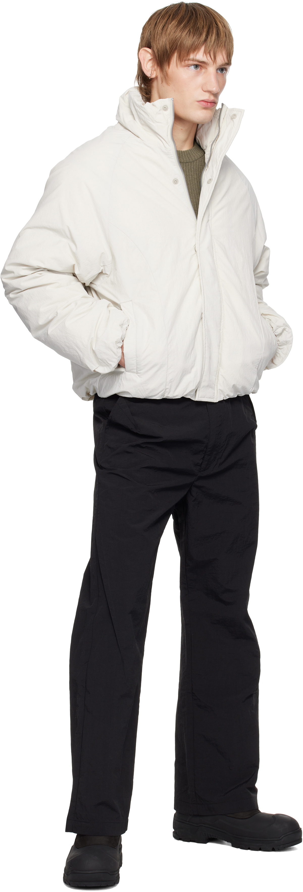 Izzue Black Taslan Pleated Trousers