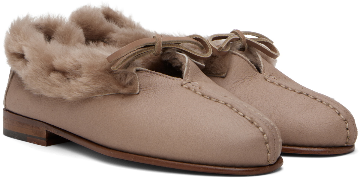 HEREU Taupe Tilla Shearling Loafers