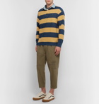 Beams - Chambray-Trimmed Striped Cotton-Twill Polo Shirt - Men - Mustard