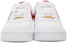 Nike White & Red Air Force 1 '07 Sneakers