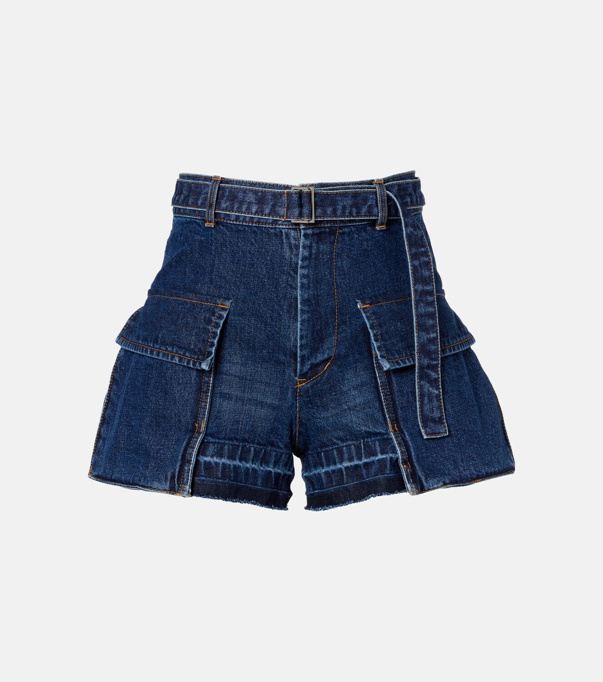 Sacai Belted denim shorts