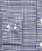 Brooks Brothers Men's Stretch Milano Slim-Fit Dress Shirt, Non-Iron Royal Oxford English Collar Glen Plaid | Navy