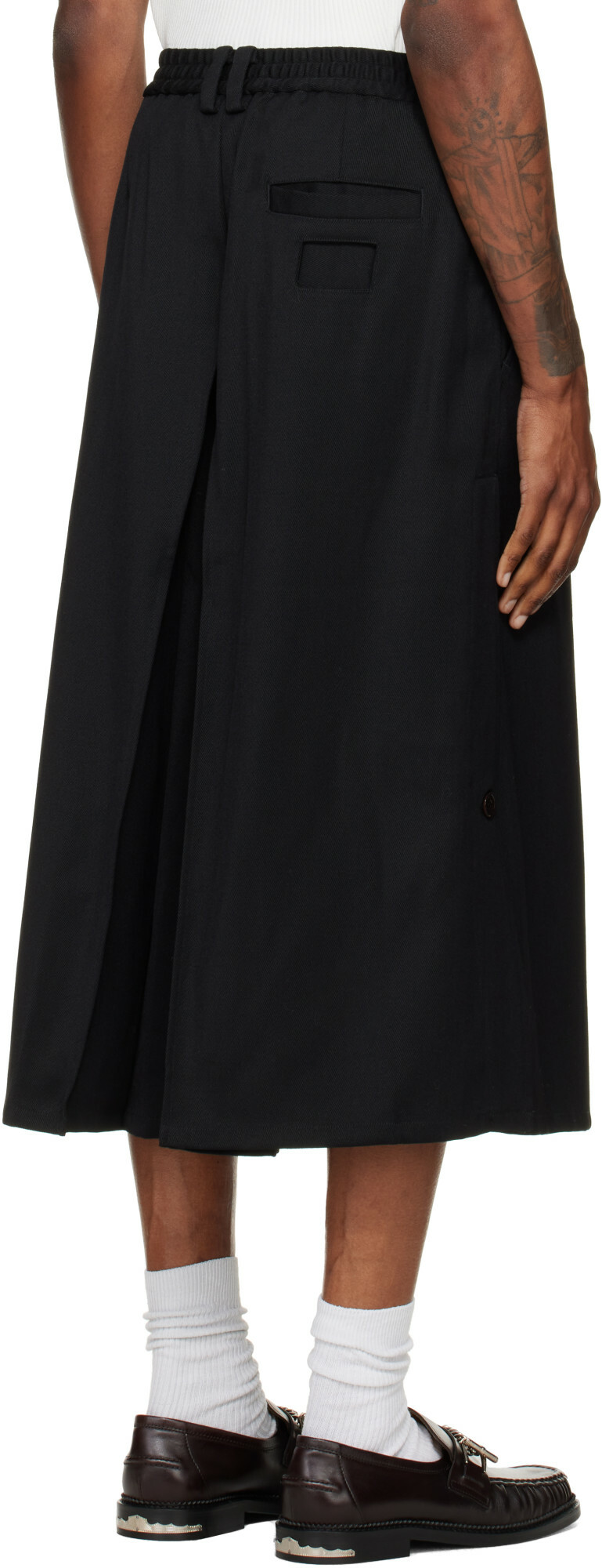 NULLUS Black Layered Culotte Trousers
