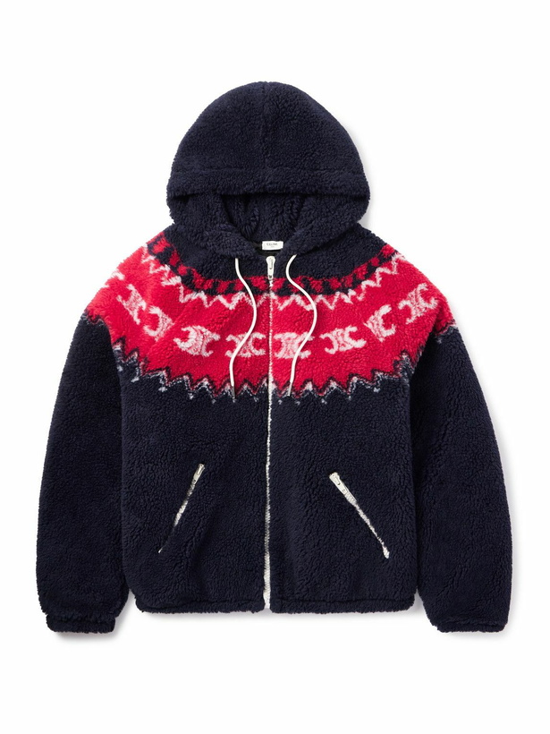 Photo: CELINE - Fair Isle Fleece Zip-Up Hoodie - Blue