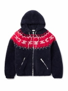 CELINE - Fair Isle Fleece Zip-Up Hoodie - Blue
